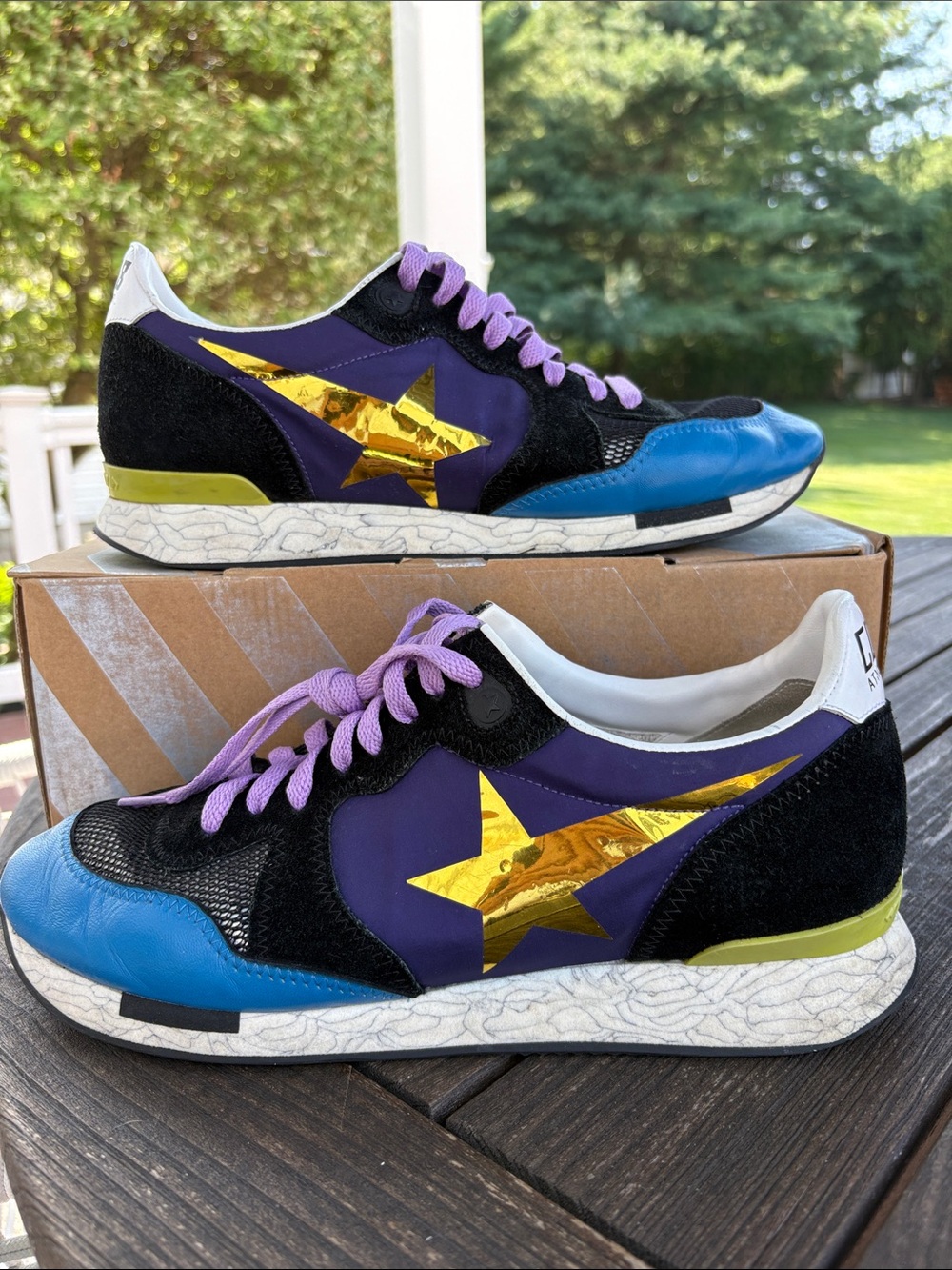 Golden Goose Women's Purple, Blue & Gold Star Sneakers